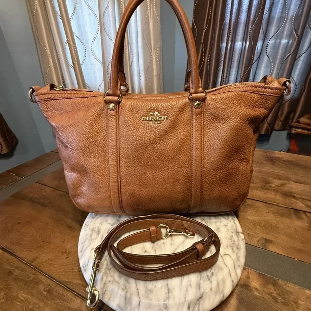 Coach Central Satchel F55662 Saddle Brown Pebbled Leather 14x9x5" Bag $395 MSRP! - Picture 1 of 16